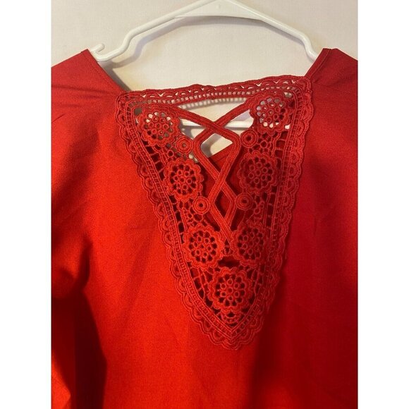 St Jubileens red Ruffle Sleeve Shirt top Blouse Womens Size XL - Picture 3 of 4